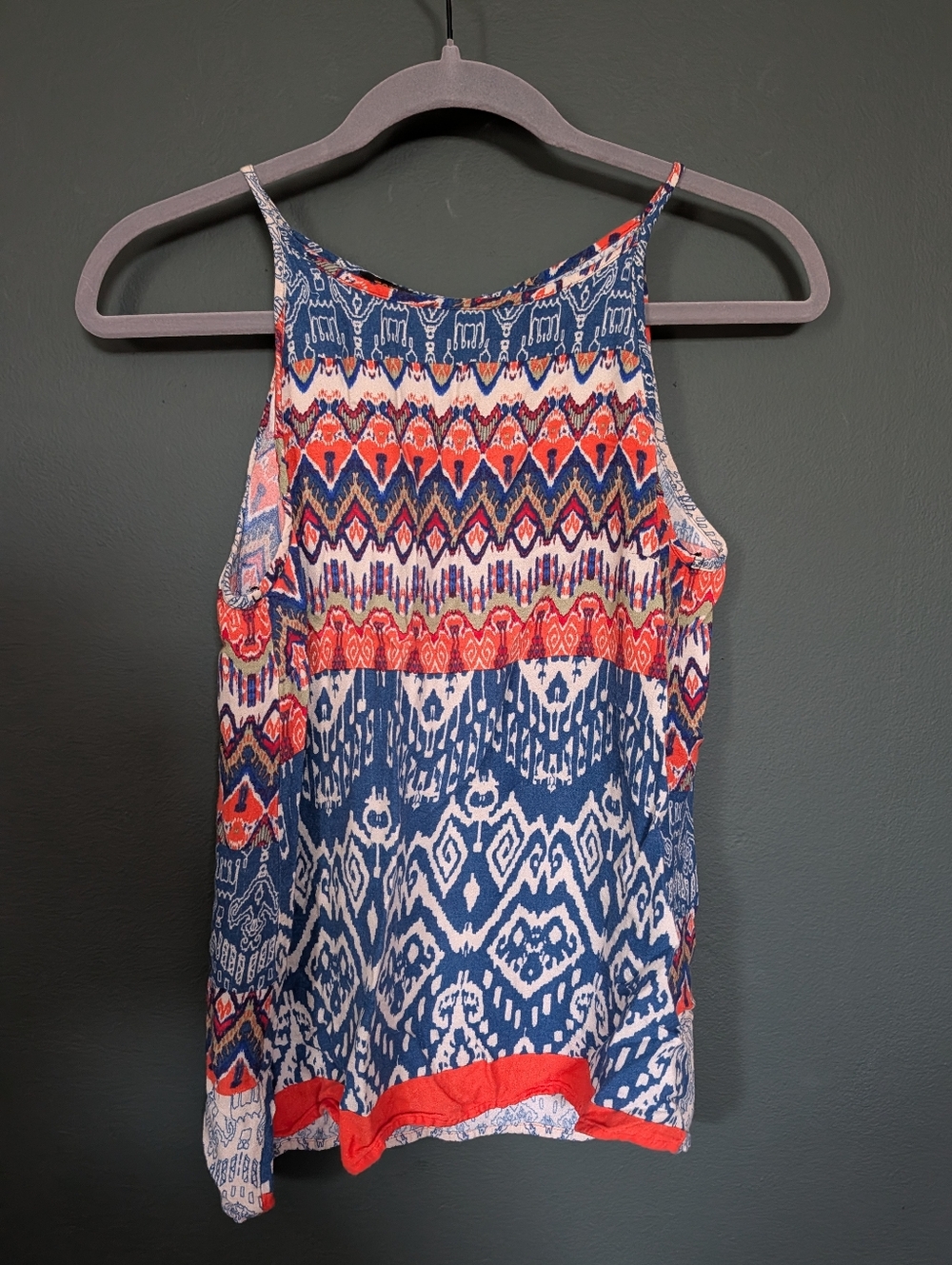 Renee C. Women's Sleeveless Patterned Halter Tank Top - Blue & Orange